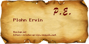 Plohn Ervin névjegykártya